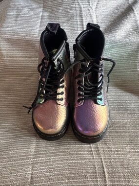 Dr. Martens Kids Iridescent Lace-Up Boots in Pink/Purple - never worn